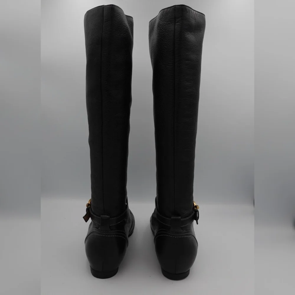 CHLOÉ Black Leather Tall Boots with Flat Heel, size 38 - Picture 4 of 7